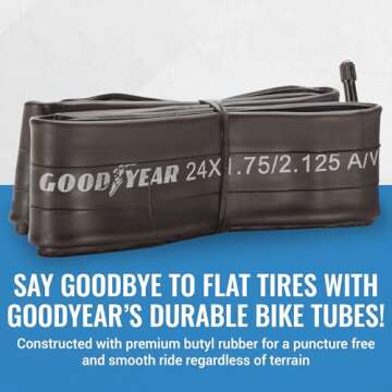 Goodyear Bicycle Tube, 24 X 1.75/2.125 - 16 inch Bike Tube with Butyl Rubber - Dependable Mountain Bike Tubes for Premium Cycling - 24 X 1.75/2.125