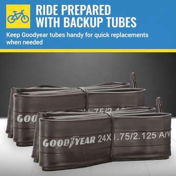 Goodyear Bicycle Tube, 24 X 1.75/2.125 - 16 inch Bike Tube with Butyl Rubber - Dependable Mountain Bike Tubes for Premium Cycling - 24 X 1.75/2.125