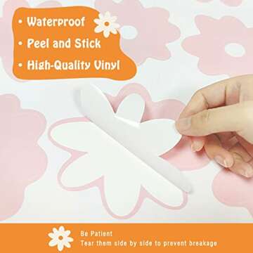 iinuu Boho Wall Decal Daisy Wall Decals Peel and Stick, Vinyl Flower Wall Stickers for Girls Toddler...