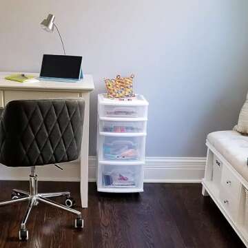 HOMZ Drawer Tower: Eco-Friendly 4-Tier Organizer Cart for All Spaces