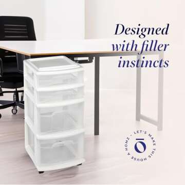 HOMZ 4-Tier Clear Plastic Storage Organizer Cart