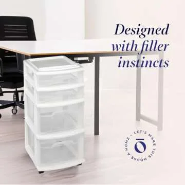 HOMZ 4-Tier Clear Plastic Storage Organizer Cart