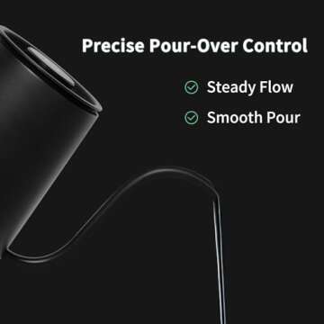 TIMEMORE Electric Gooseneck Kettle with Temperature Control FISH SMART BPA Free Stainless Steel Tea Kettle Automatic Shut Off for Coffee, Tea, Basics 600ml, Black