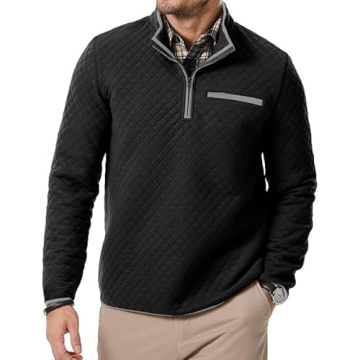 Dokotoo Men’s Quarter Zip Sweatshirts - Casual Fall Mock Neck Sweater