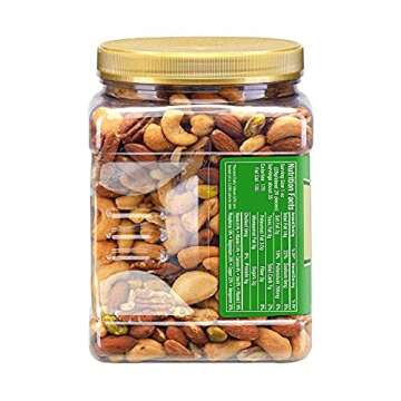 PLANTERS Unsalted Mixed Nuts, Cashews, Almonds, Hazelnuts, Pecans, Pistachios no Shell, Party Snacks, Plant-Based Protein, Quick Snack for Adults, After School Snack, Kosher, 34.5 Oz Container