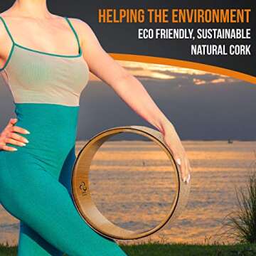 Cork Yoga Wheel, Cork Yoga Blocks - Extra Firm High Density Yoga Bricks I Natural & Eco-Friendly. Bonus eBook & Free Yoga Strap