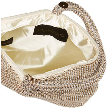 Chic Jessica McClintock Mesh Wristlet Pouch in Pearl