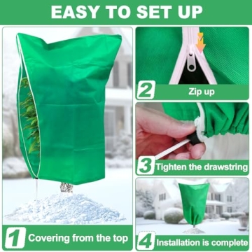BSTPCOO Plant Covers Freeze Protection, 2 Pack Tree Covers for Winter Cold Weather Frost Blankets for Outdoor Plants Fruit Tree, 47.2" X 70.8" Shrubs Trees Jacket Covers Bags with Zipper Drawstring