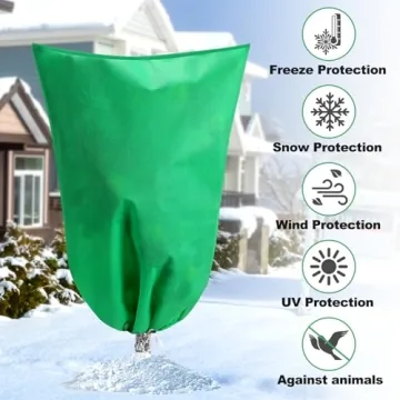 BSTPCOO Plant Covers Freeze Protection, 2 Pack Tree Covers for Winter Cold Weather Frost Blankets for Outdoor Plants Fruit Tree, 47.2" X 70.8" Shrubs Trees Jacket Covers Bags with Zipper Drawstring