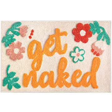 UIOIU Get Naked Bath Mat, Pink, Funny Cute for Bathroom Decor Soft Microfiber Rug Non-Slip Machine W...