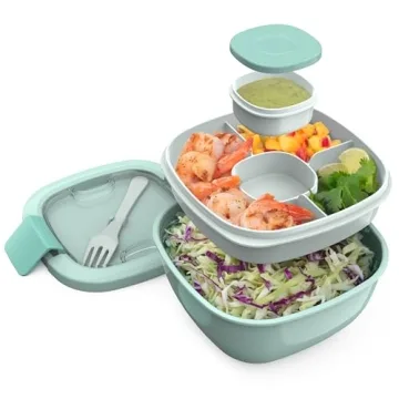 Bentgo All-in-One Salad Container - Large Salad Bowl, Bento Box Tray, Leak-Proof Sauce Container, Ai...