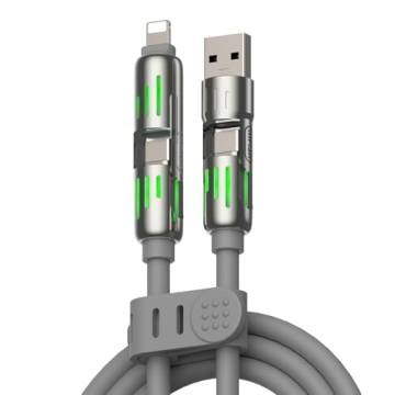 MFish 4-in-1 Multi USB Charging Cable -MAX 240W Fast Charging/Charger Cord with USB A+Type C for iPh...