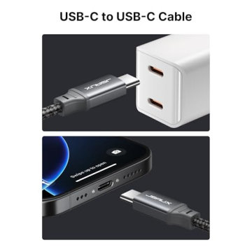 JSAUX 100W USB C to C Cable 2-Pack for iPhone and More
