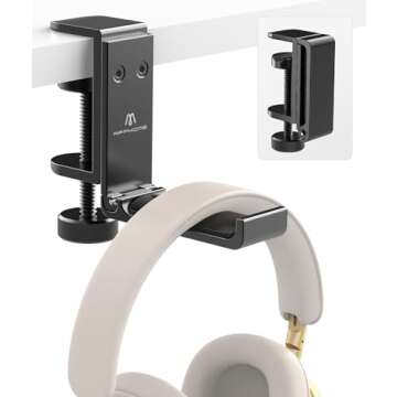 APPHOME Foldable Headphone Stand Hanger Holder, Space-Saving Aluminum Soundbar Stand with Universal ...
