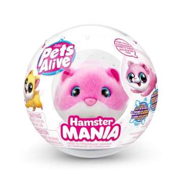 Pets Alive Hamstermania (Pink) by ZURU Hamster, Electronic Pet, 20+ Sounds Interactive, Hamster Ball Toy for Girls and Children