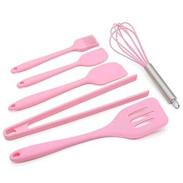 Feleph Pink Silicone Cooking Utensils Set - 6 PCs