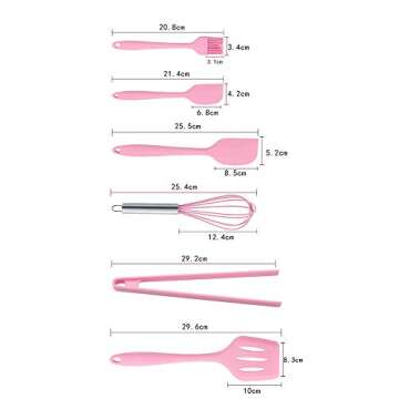 Feleph Pink Silicone Cooking Utensils Set - 6 PCs