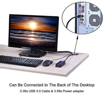 USB 3.0 Hub - Tendak USB Hub with 4 USB 3.0 Data Ports + 1 USB Smart Charging Port and Power Supply Adapter with Individual On/Off Port Switches for MacBook, Mac Pro, HDD