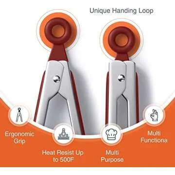 Tribal Cooking Kitchen Tongs with Silicone Tips - Stainless Steel tongs for cooking - 9" and 12" Ton...