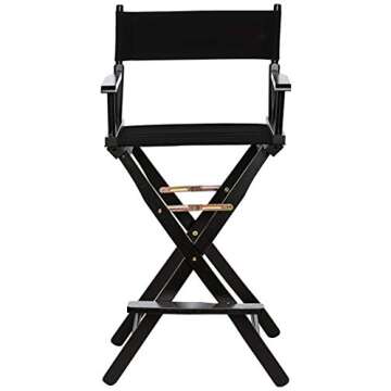 Casual Home Director's Chair ,Black Frame/Black Canvas,30" - Bar Height