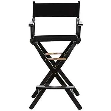 Casual Home Director's Chair ,Black Frame/Black Canvas,30" - Bar Height