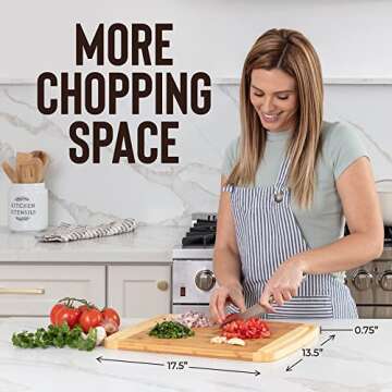 Premium Bamboo Cutting Board with Juice Well for Kitchen and Serving