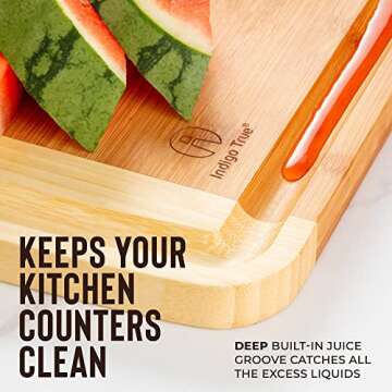 Bamboo Cutting Board with Juice Groove for Kitchen Use