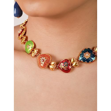 Colorful Byzantine Bold Pendant Choker Necklace for Women