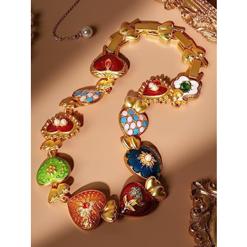 Colorful Byzantine Bold Pendant Choker Necklace for Women