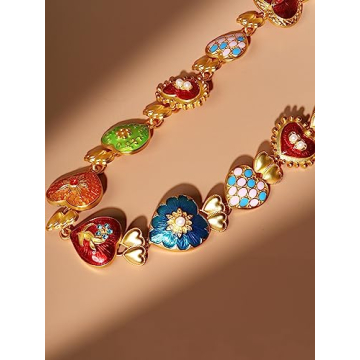 Colorful Byzantine Bold Pendant Choker Necklace for Women