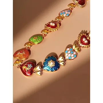 Colorful Byzantine Bold Pendant Choker Necklace for Women