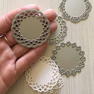 Metal Die Cuts Set Include 4 Different Patterns Round Lace Flower Border Cutting Dies Cut Stencils f...