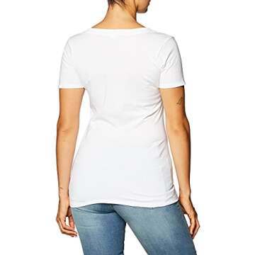 Clementine Apparel Women's Deep V Neck Tee, White, Small