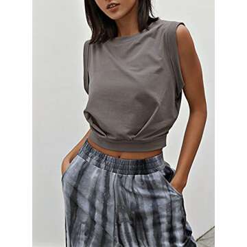 ARRIVE GUIDE Crop Top Athletic Shirts for Women Cute Sleeveless Yoga Tops Running Gym Workout Tshirt...