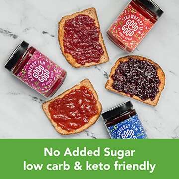 Good Good Keto Jam, Jelly with No Added Sugar, Variety Box - 12 ounces each (3 Count)