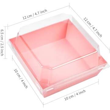Kucoele 50 Pack Small Charcuterie Boxes with Clear Lids, 4 Inches Paper Bakery Boxes Dessert Boxes D...