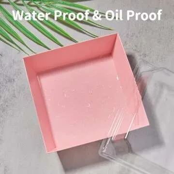 Kucoele 50 Pack Small Charcuterie Boxes with Clear Lids, 4 Inches Paper Bakery Boxes Dessert Boxes Disposable To Go Food Containers for Cookie, Cake Slice, Mini Cake, Chocolate Strawberry (Pink)