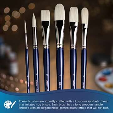 Silver Brush Bristlon Extra Long Filbert Brush, Size 6