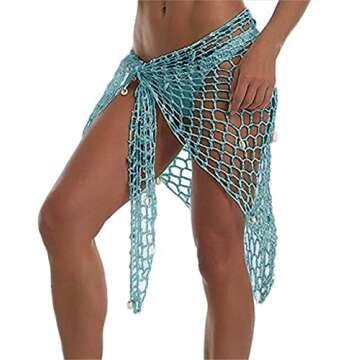 Swimwear Cover Up,Sexy Fashion Beach Hand Crochet Shawl Capelet Cover Up Sunscreen Net Triangle Fish...