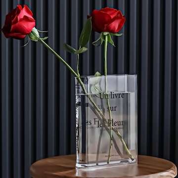 Clear Book Vase - Unique Acrylic Flower Decor