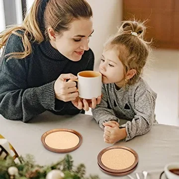 Stahala Wooden Drink Coasters for All Beverages - Stylish & Absorbent