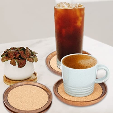 Stahala Wooden Drink Coasters for All Beverages - Stylish & Absorbent