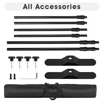 NicQliear Heavy Duty Backdrop Banner Stand 8 x 8ft - Adjustable Telescopic Back Drop Stand - Step and Repeat Display Photography Background Stand for Parties, Wedding, Photo Booth, Trade Show