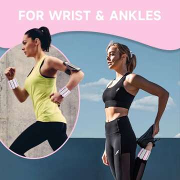 Wrist and Ankle Weights for Women at Home, Wearable Set of 2(1Lbs Each) Weighted Bracelet for Men, Adjustable Arm & Leg Weights for Workout, Walking, Exercise, Gym, Running