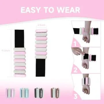 Wrist and Ankle Weights for Women at Home, Wearable Set of 2(1Lbs Each) Weighted Bracelet for Men, Adjustable Arm & Leg Weights for Workout, Walking, Exercise, Gym, Running