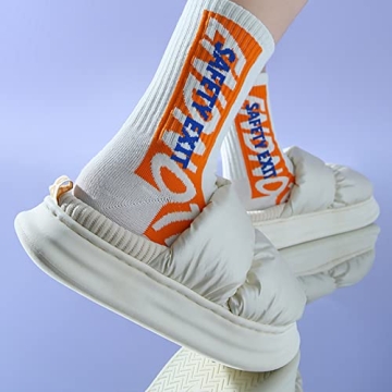 SRINBNIG House Slippers for Women Indoor Fluffy Memory Foam,Winter Warm Cozy Fuzzy Bedroom Shoes,Waterproof Puffy Down Slide Outdoor White 38/39