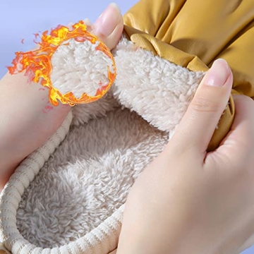 SRINBNIG House Slippers for Women Indoor Fluffy Memory Foam,Winter Warm Cozy Fuzzy Bedroom Shoes,Waterproof Puffy Down Slide Outdoor White 38/39