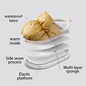 SRINBNIG House Slippers for Women Indoor Fluffy Memory Foam,Winter Warm Cozy Fuzzy Bedroom Shoes,Waterproof Puffy Down Slide Outdoor White 38/39