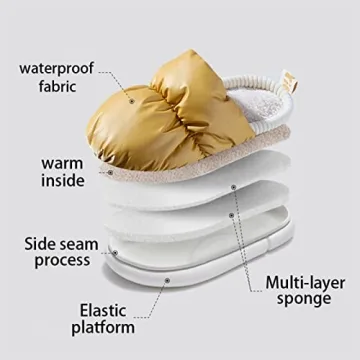 SRINBNIG House Slippers for Women Indoor Fluffy Memory Foam,Winter Warm Cozy Fuzzy Bedroom Shoes,Waterproof Puffy Down Slide Outdoor White 38/39