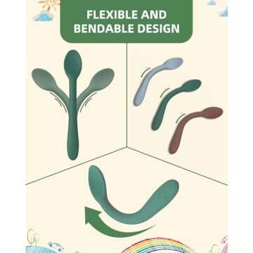 KingKam Silicone Baby Spoons 6 Pack, First Stage Infant Spoons Utensils for Parent & Self-Feeding, Bendable Toddles Training Spoons with Soft-Tip, Dishwasher Safe & Boil-proof